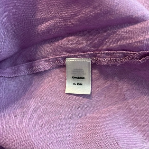 J. Jill Love Linen Lavender Button Down Linen Shirt Sz XL - Picture 7 of 7